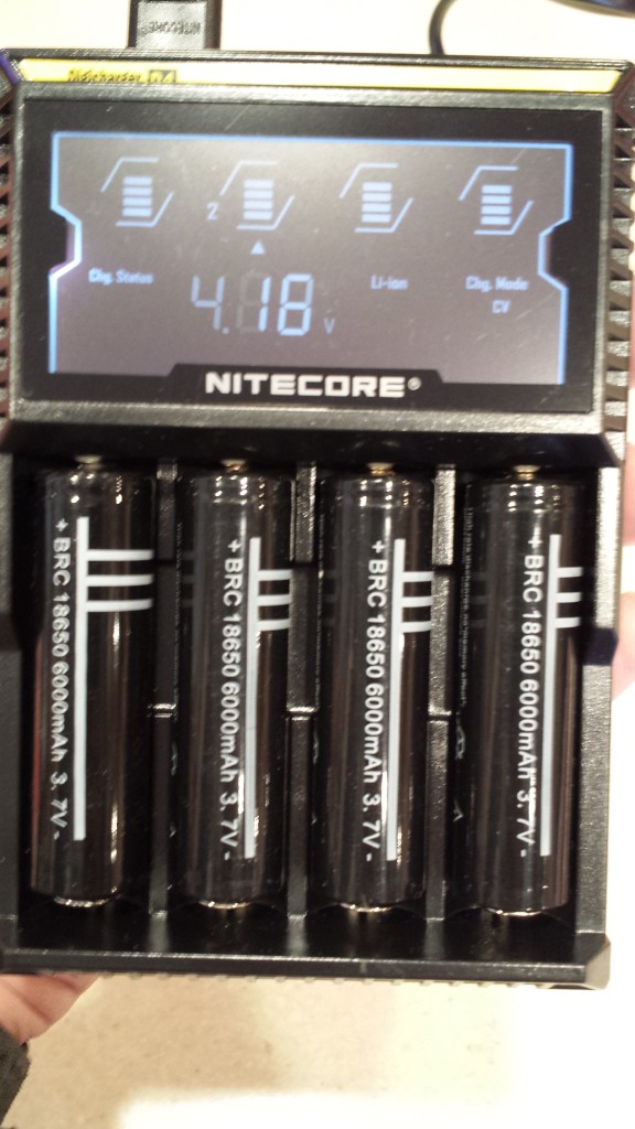 Nitecore D4 smart charger. Each cell is charged independently.