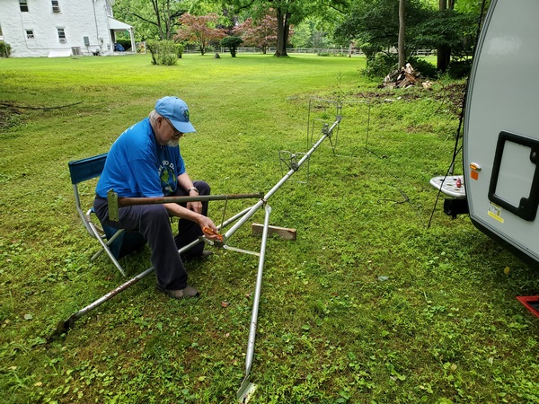 Ed K3YTR assembling his VHF antennas