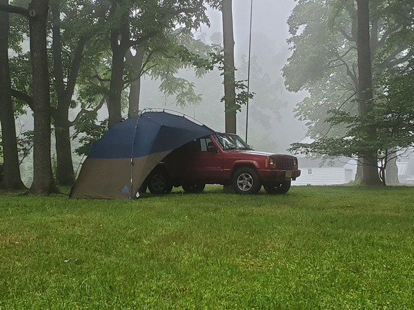 This picture of NK1N's set up shows the fog and rain on Friday.