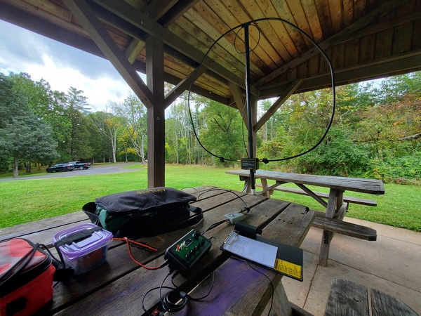 My operating position under a pavilion at Evansburg State Park (K-1351, KFF-1351)