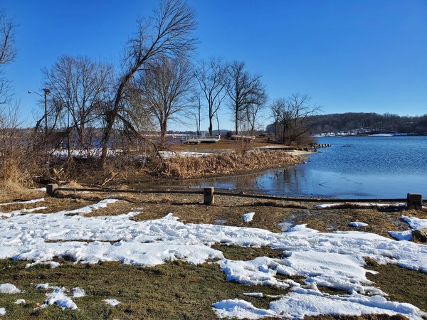 The lake in Marsh Creek State Park (K-1380, KFF-1380) with the remnants of the snow we received earlier in the week.