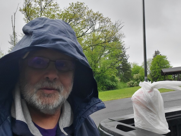 My antenna and I sporting our raingear in Evansburg State Park (US-1351, KFF-1351)